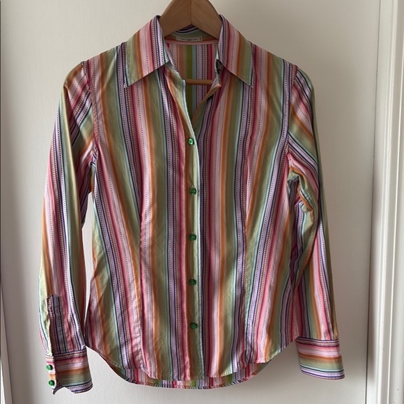 Etro Milano Cotton Colorful Striped Button Down Shirt 42 - Picture 1 of 9